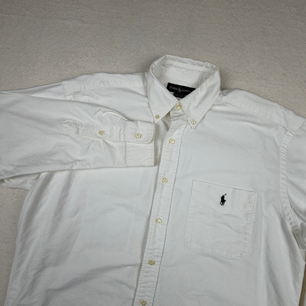 Ralph Lauren The Big Shirt Men Small White Cotton Oxford Button Down Long Sleeve